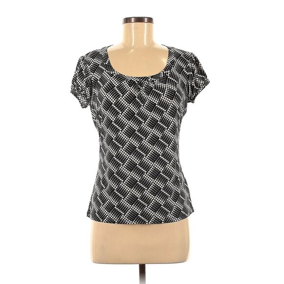 Stretch Short Sleeve Printed Blouse - Picture 1 of 8